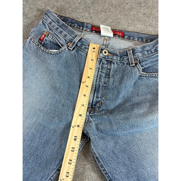 Vintage 90s Guess Denim Bootcut Jeans Mens 29x27 Blue Faded Distressed Hem - Picture 8 of 10